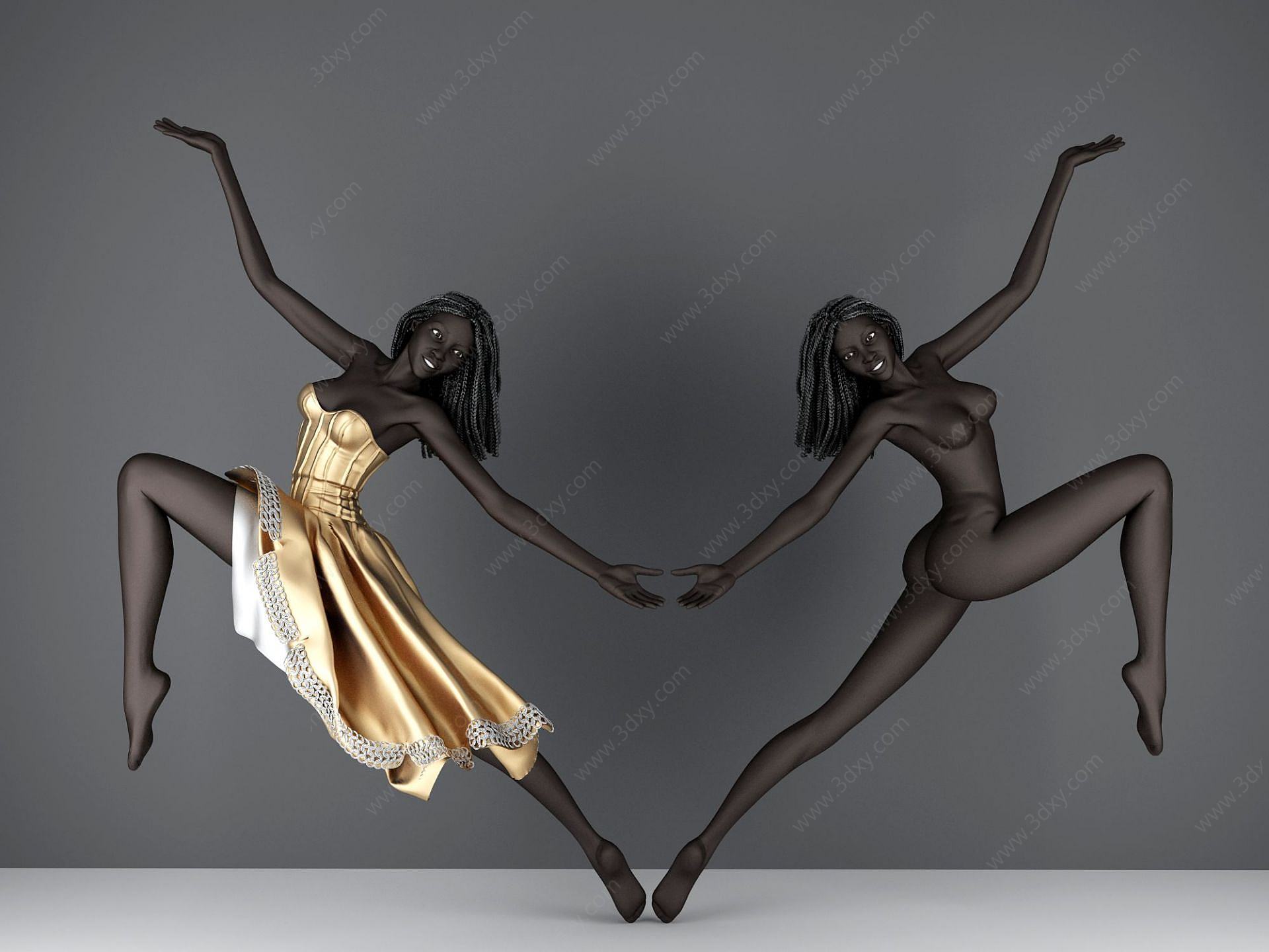 现代黑人女模特3D模型