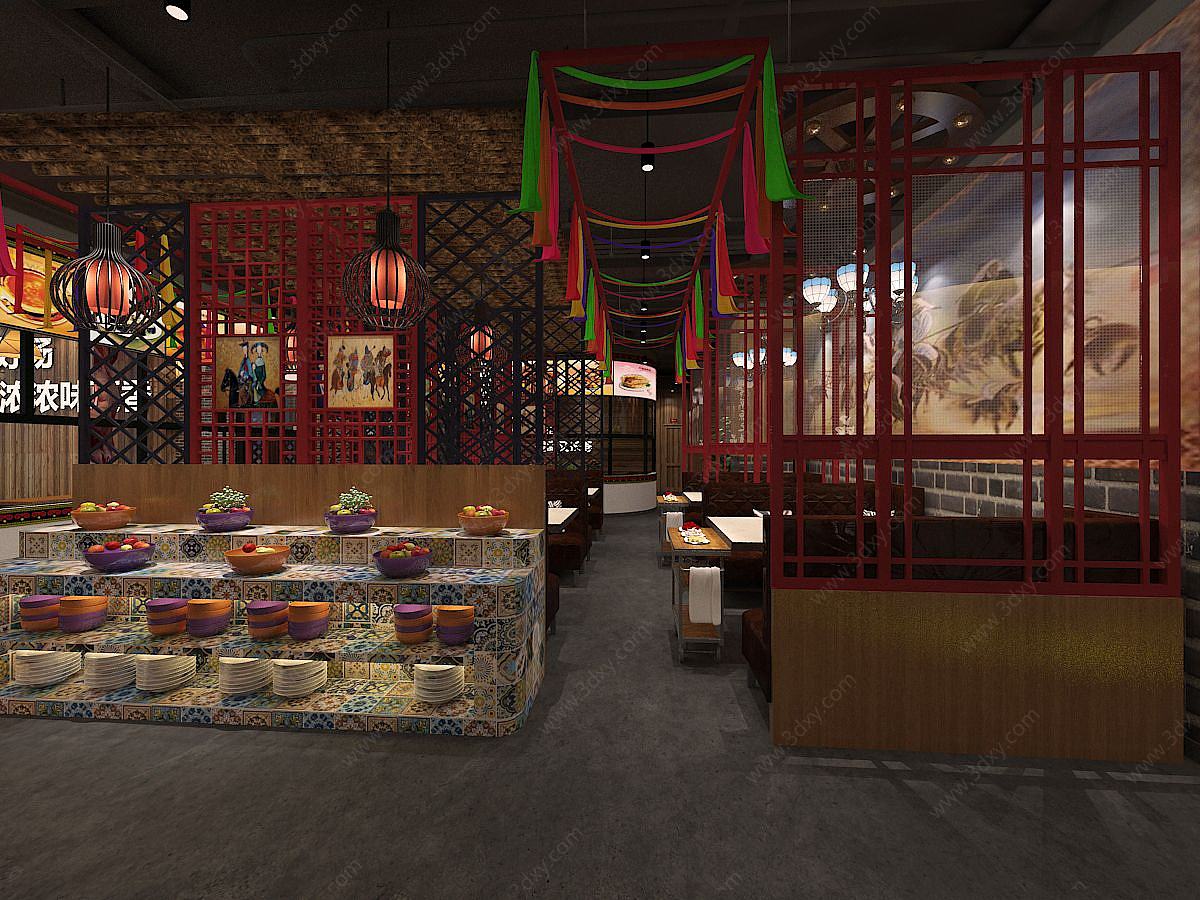 蒙古主题餐厅3D模型