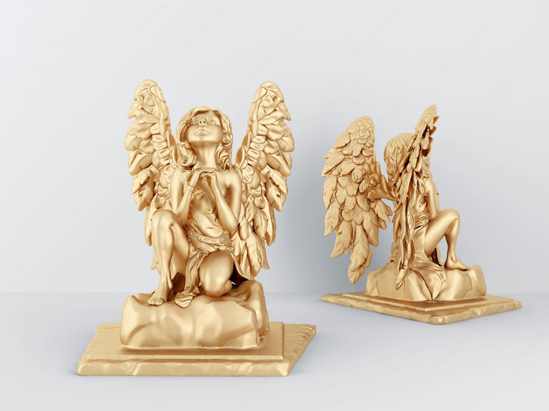 金属天使宝宝摆件组合3D模型