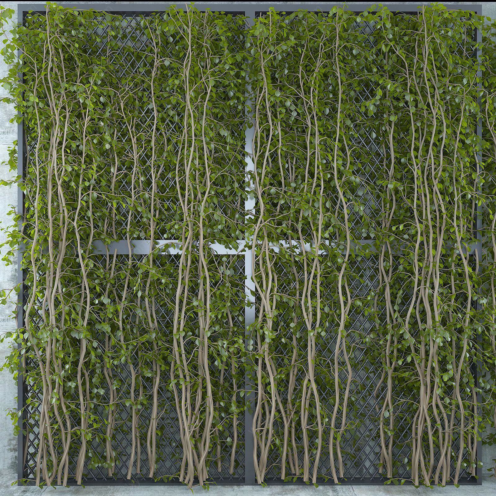 清新藤蔓绿植墙3D模型