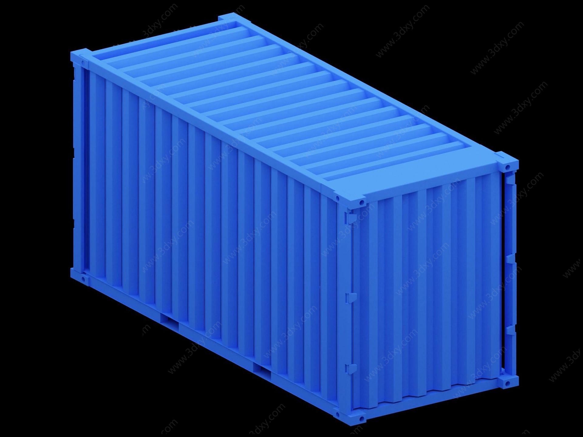蓝色集装箱3D模型