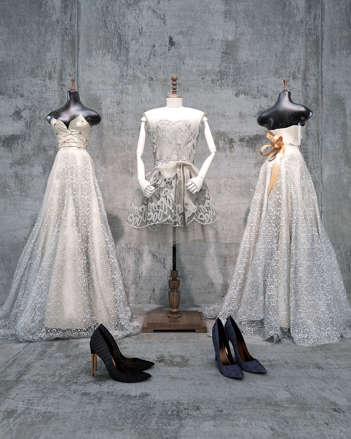 婚纱裙模特3D模型