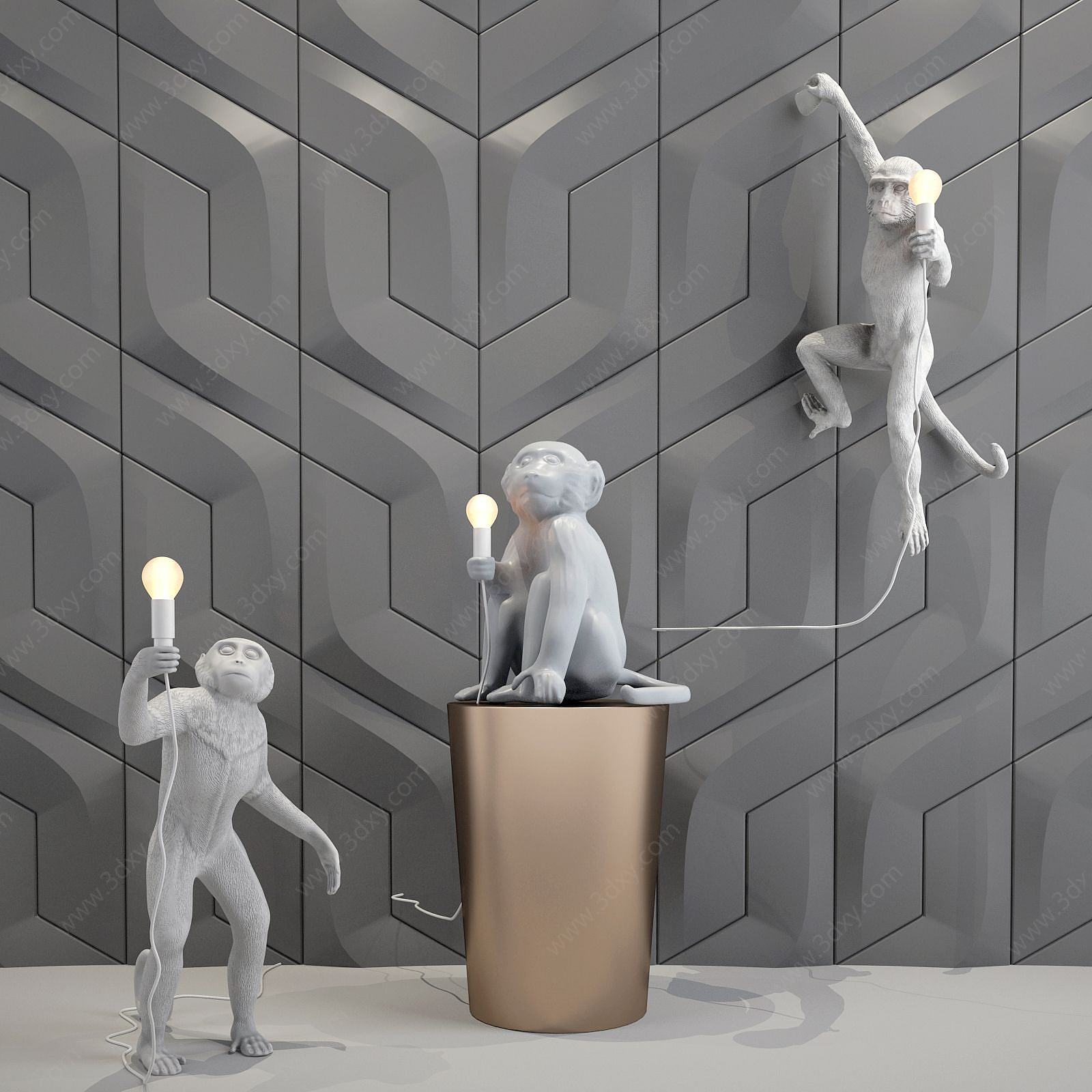 现代创意猴子壁灯3D模型