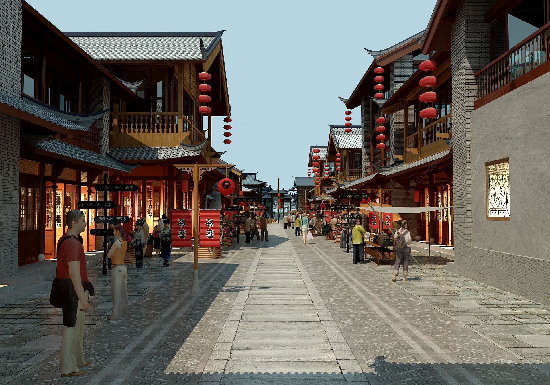 中式古建中式街道3D模型