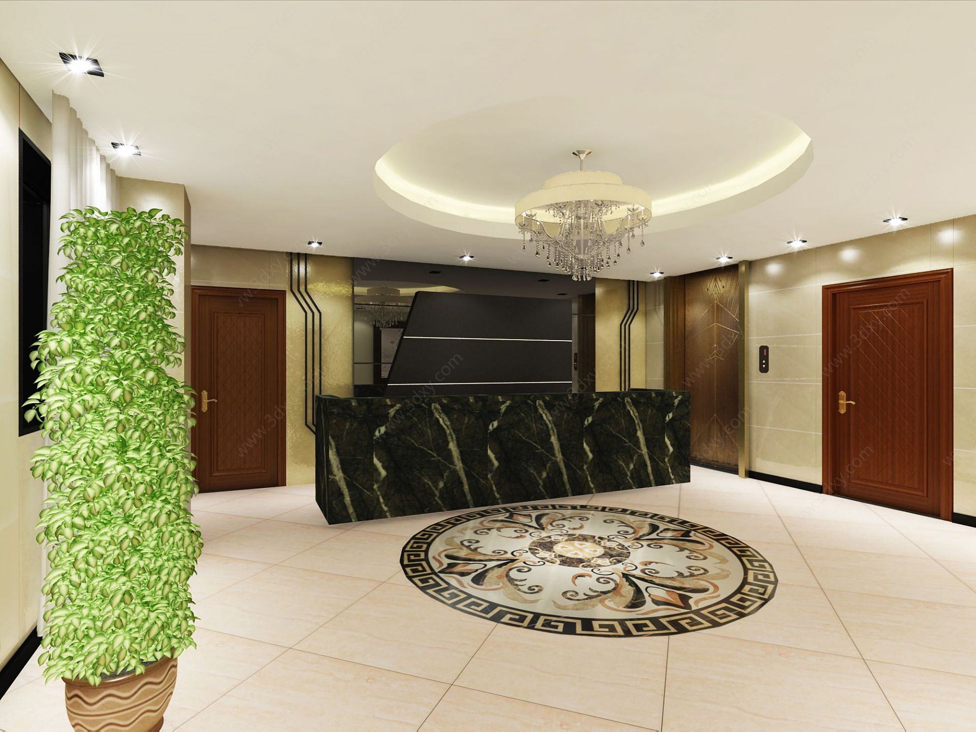 酒店走廊休息室客房3D模型