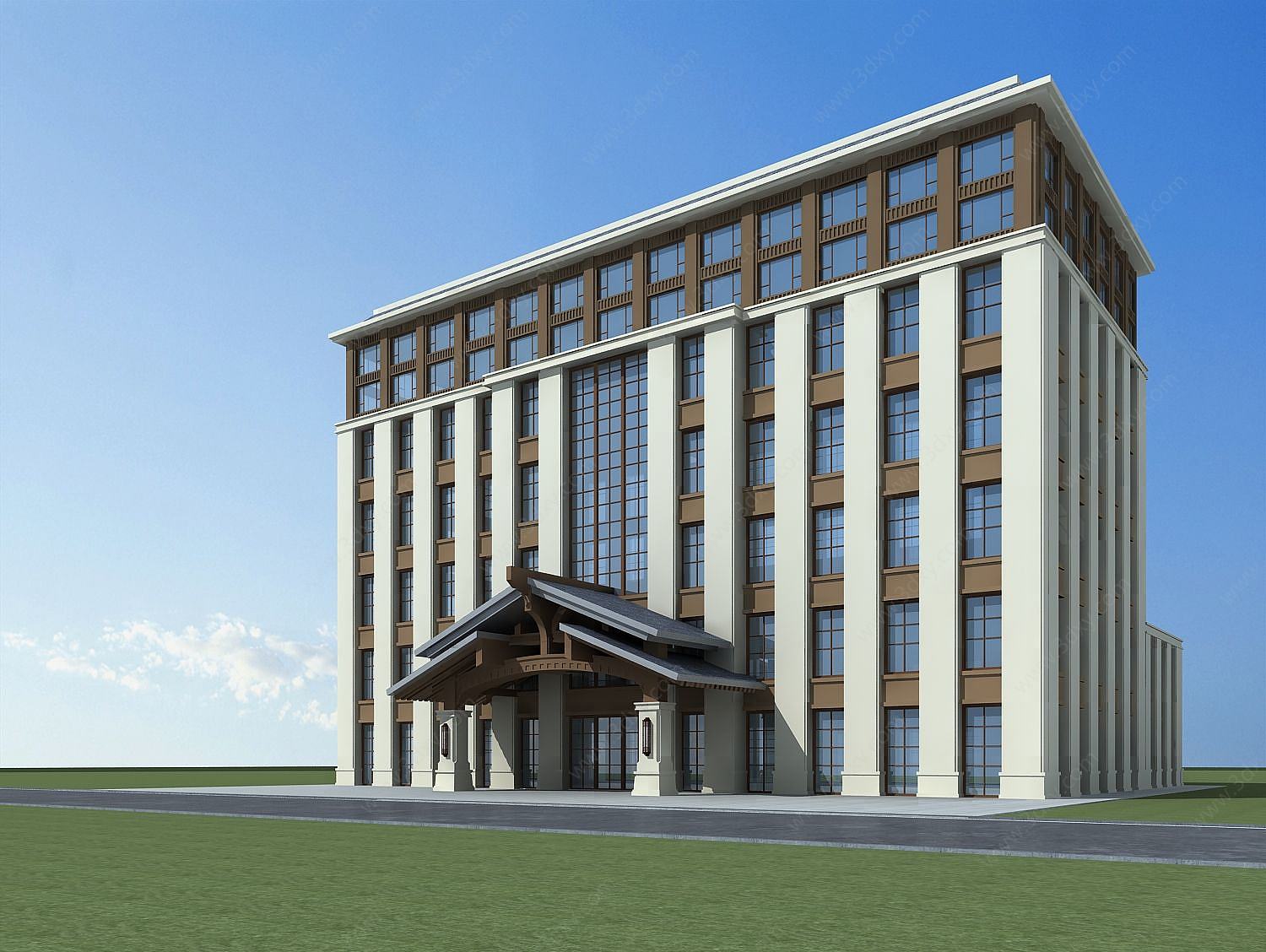 新中式酒店大楼3D模型