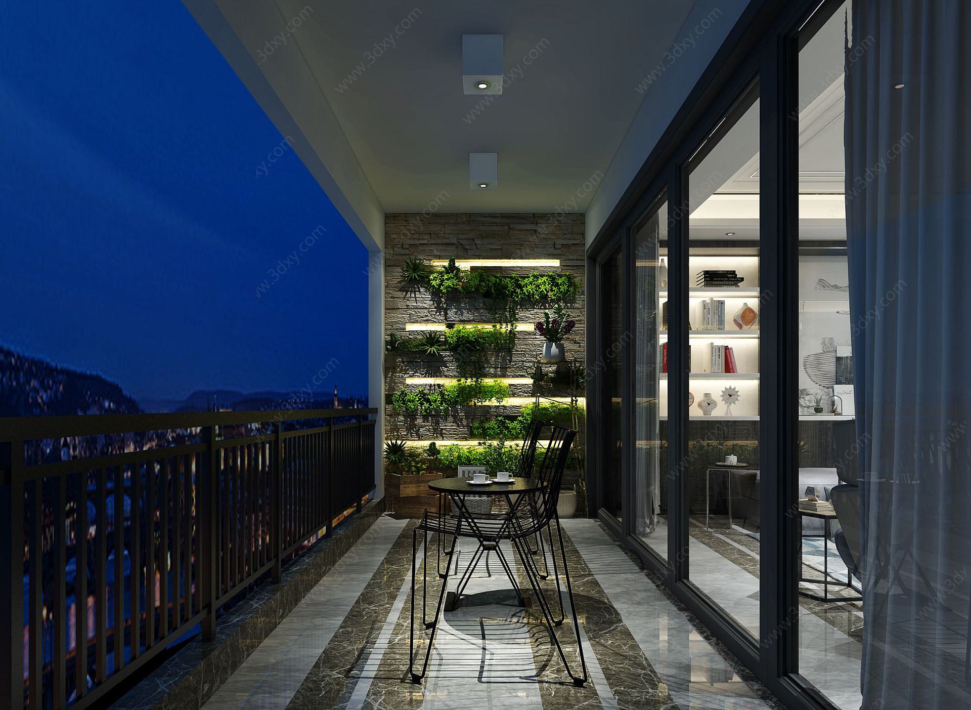 阳台观景区茶室3D模型