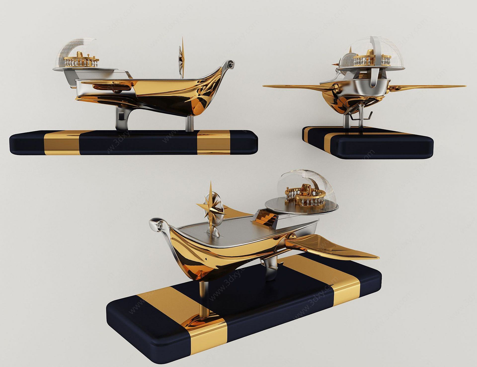 现代航海船摆件3D模型