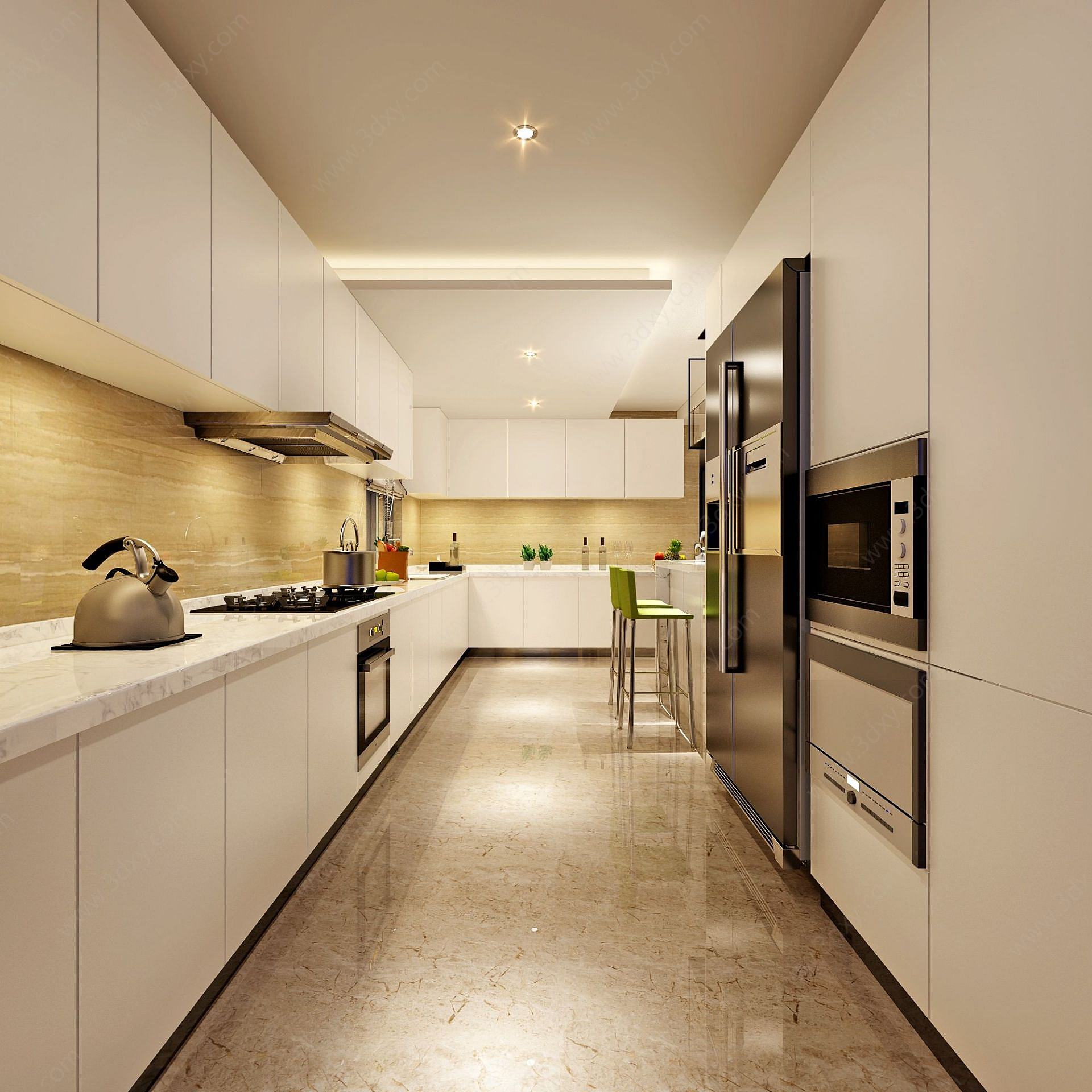 现代厨房空间3D模型