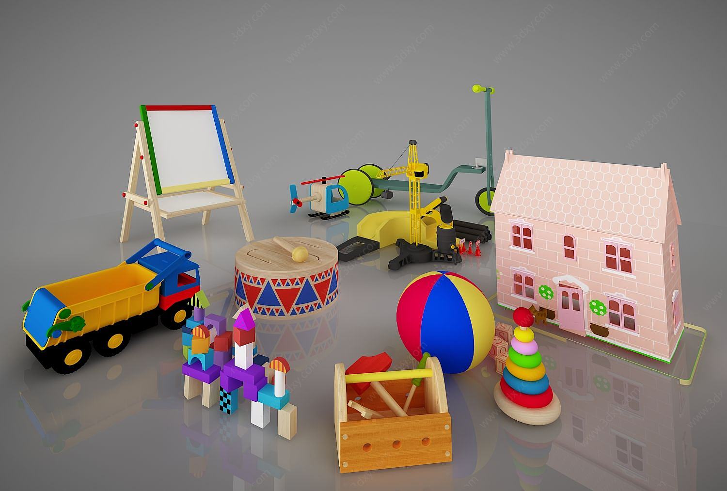 儿童玩具积木画板组合3D模型