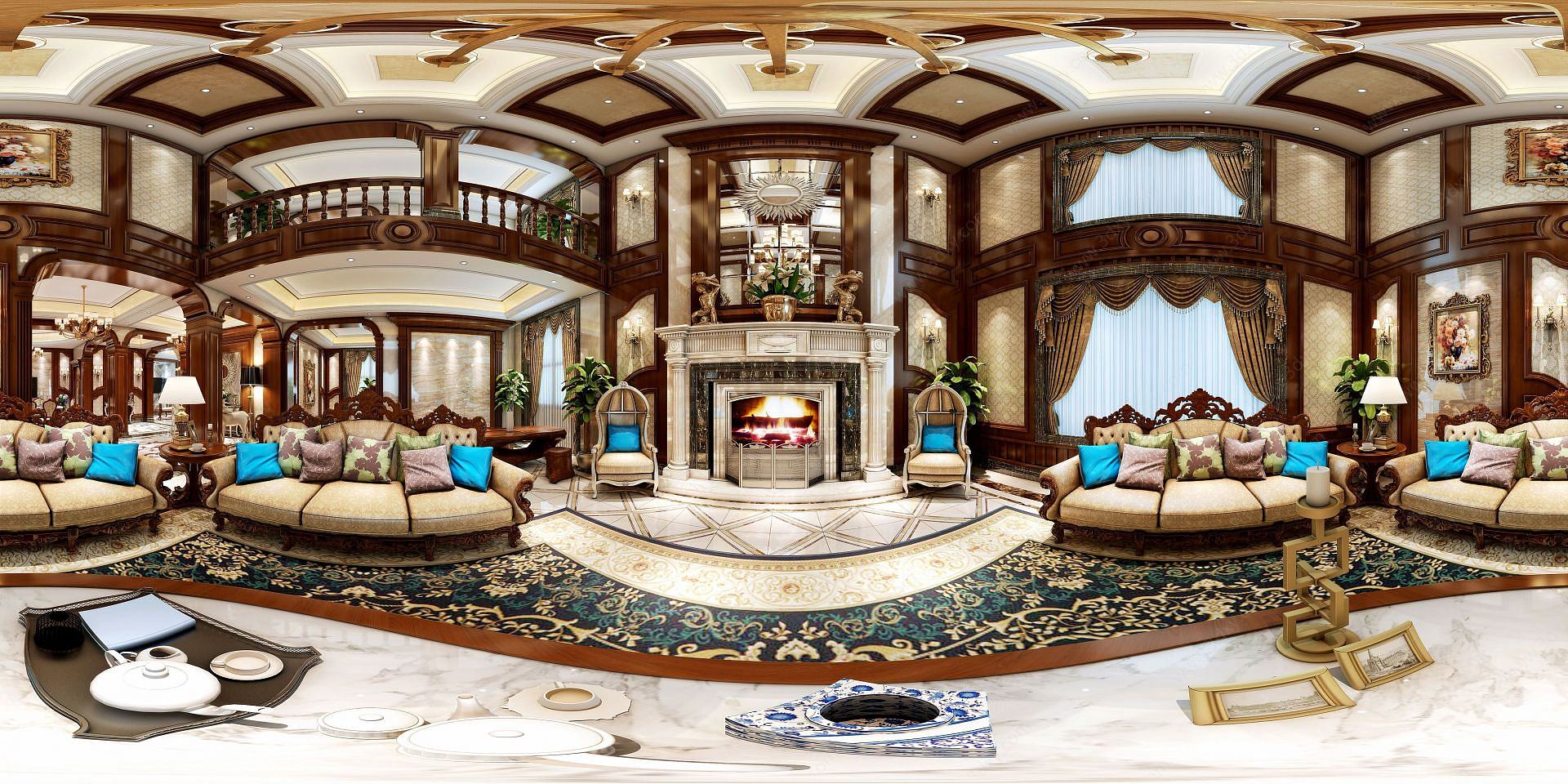 欧式别墅客厅3D模型