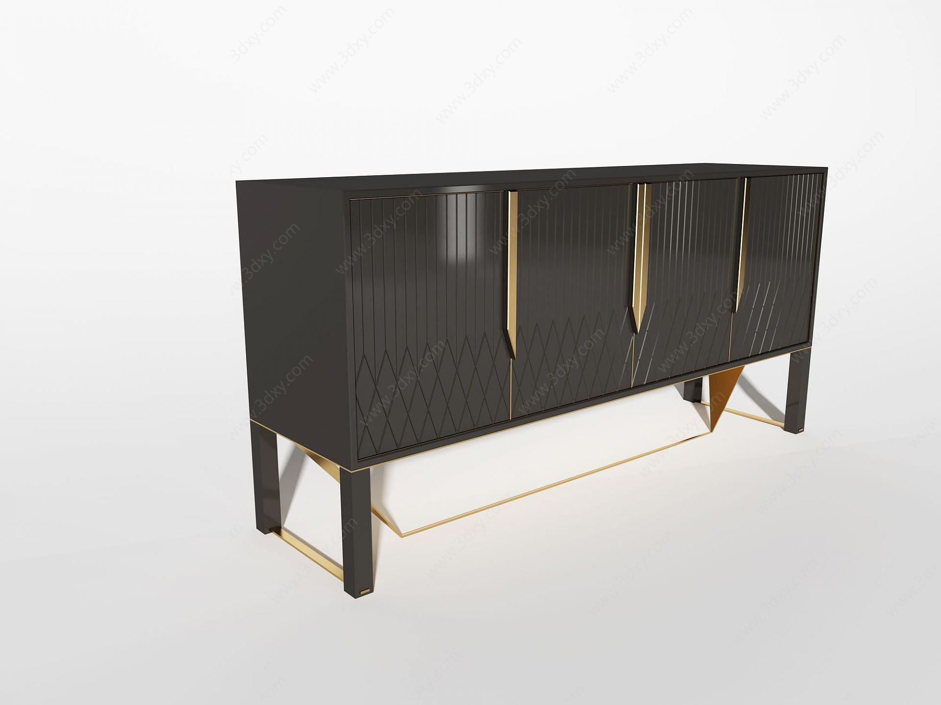 现代黑金木柜3D模型
