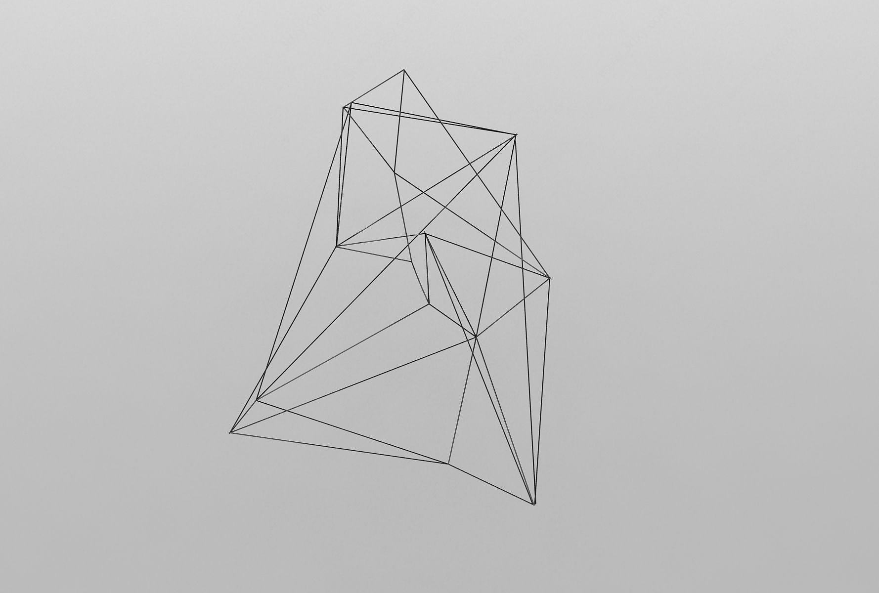 简约几何图形壁挂3D模型