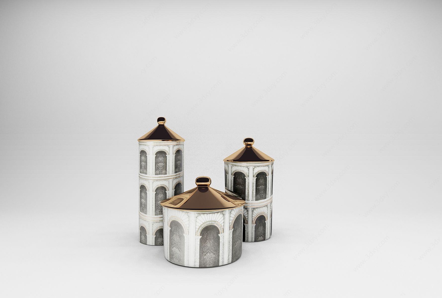 欧式建筑造型储物罐3D模型