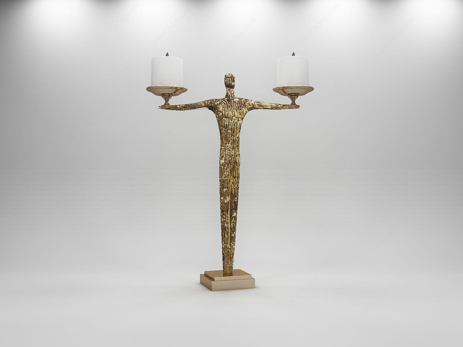 金属人物蜡烛摆件组合3D模型
