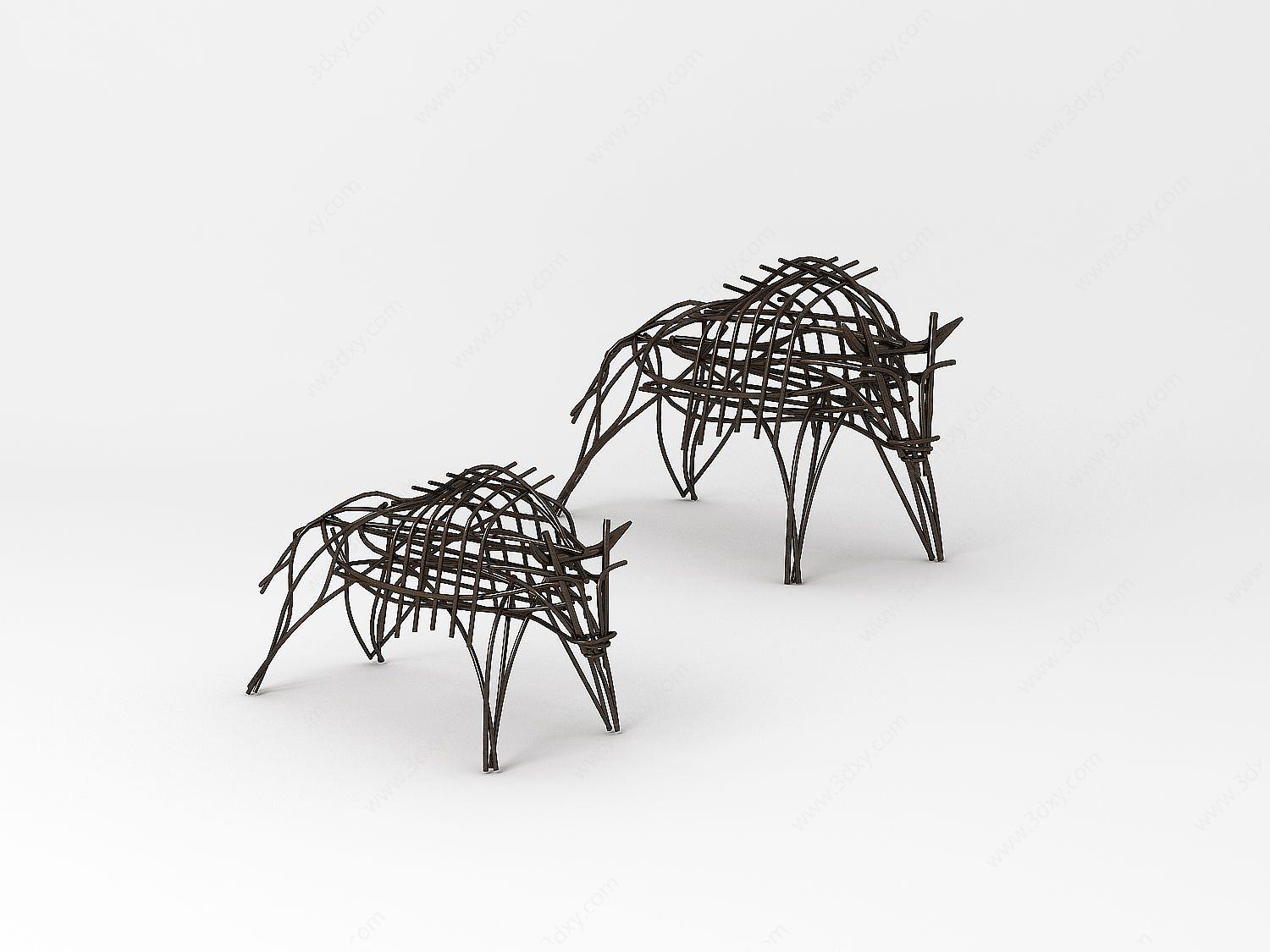 创意铁艺椅子3D模型