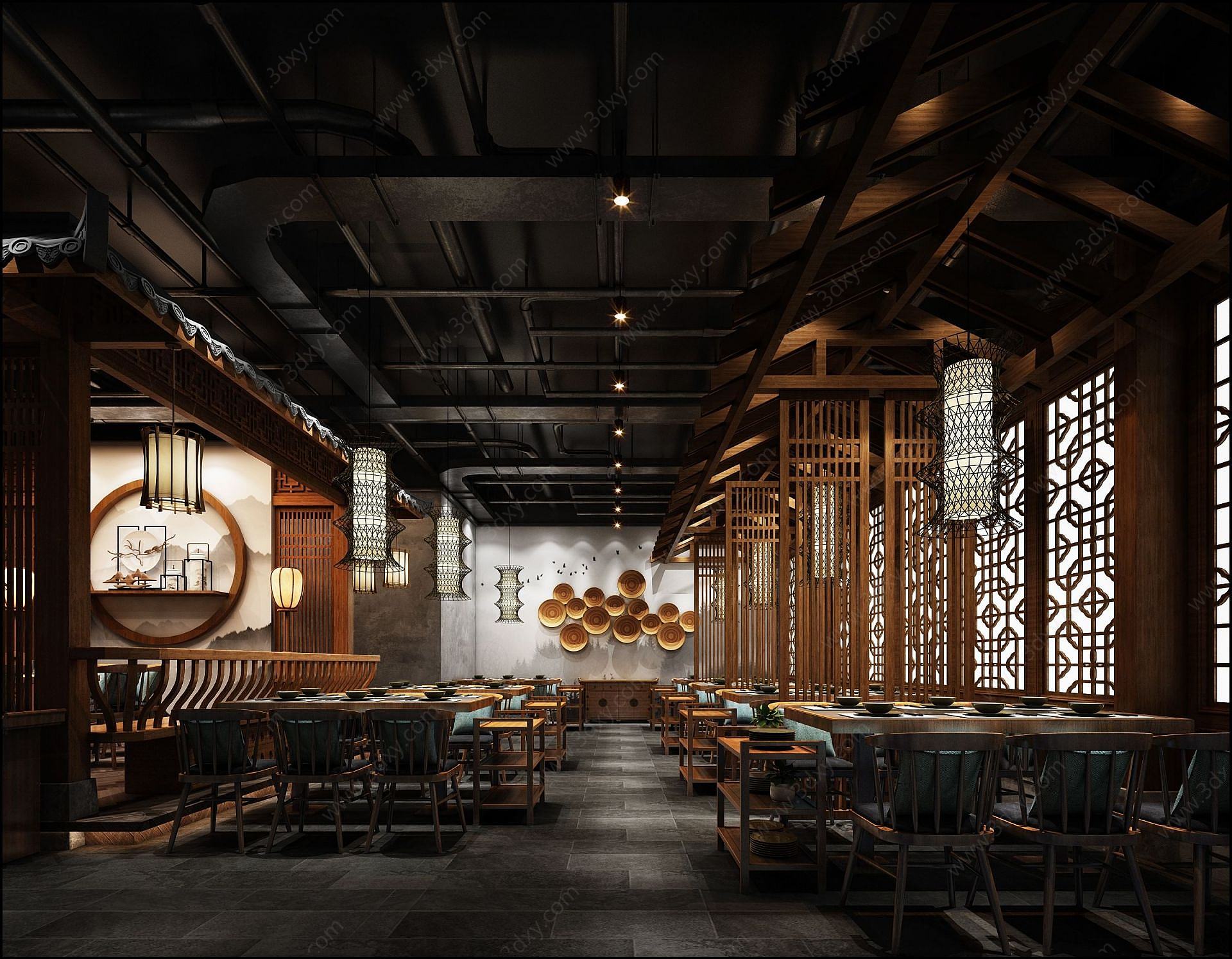 中式餐馆3D模型
