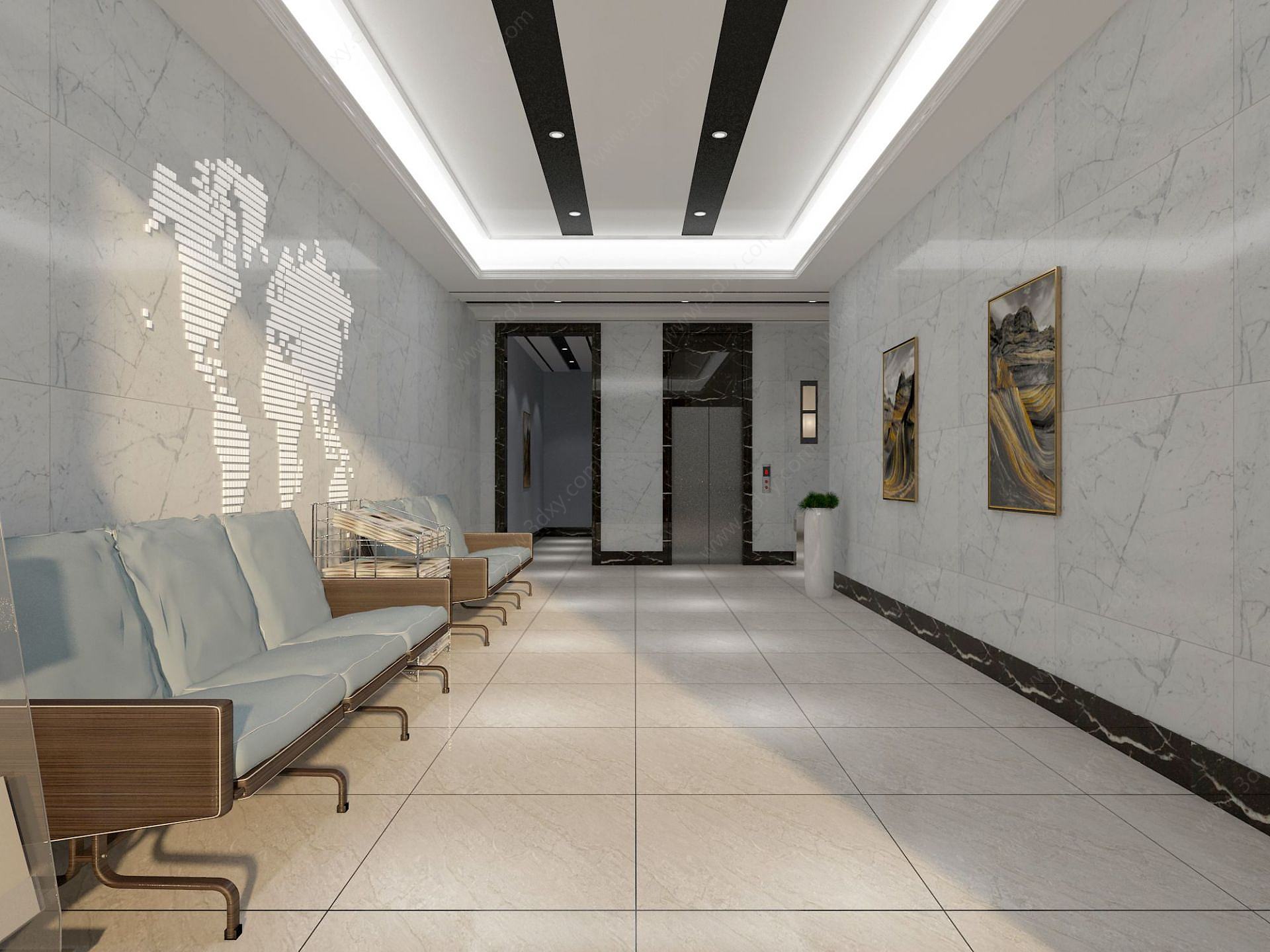 大厅走廊电梯间3D模型