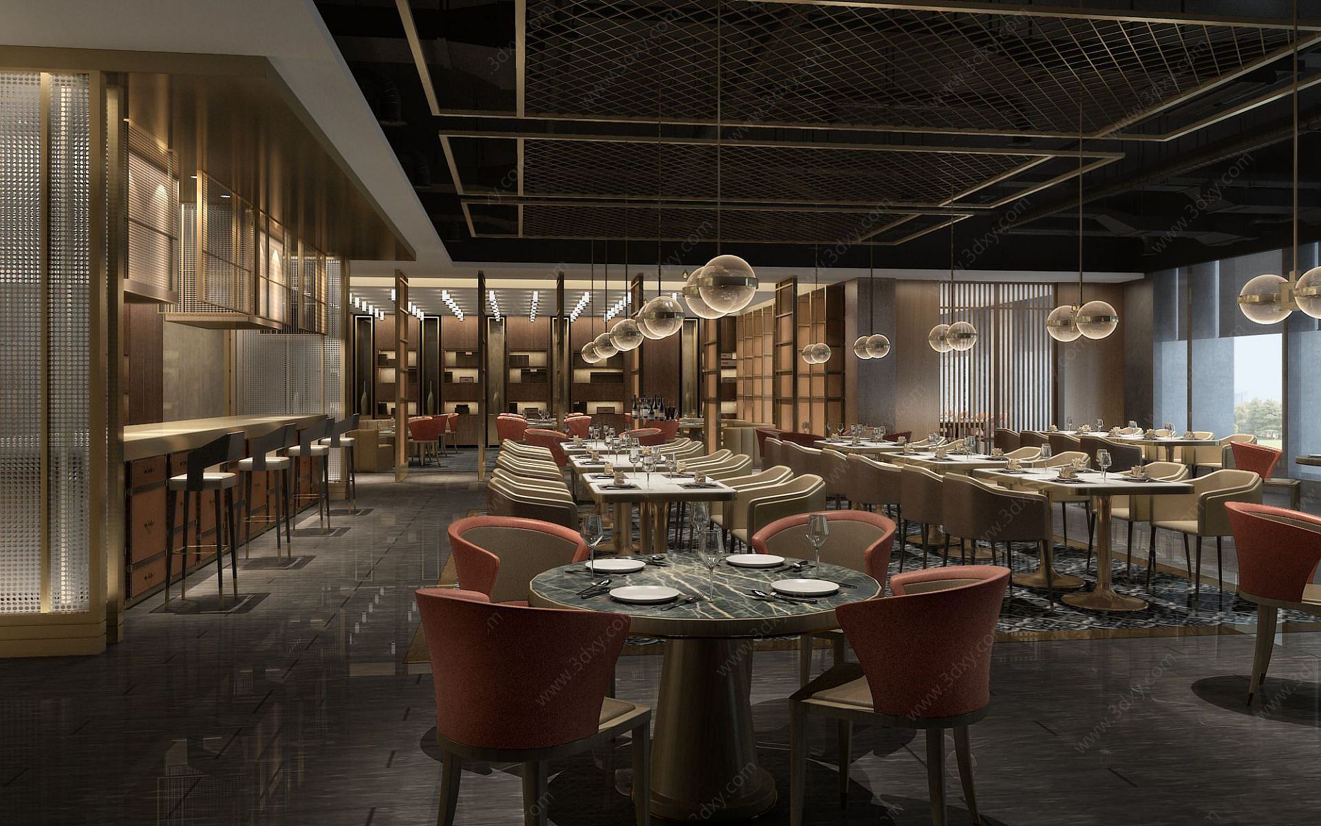 新中式餐厅自助餐厅3D模型