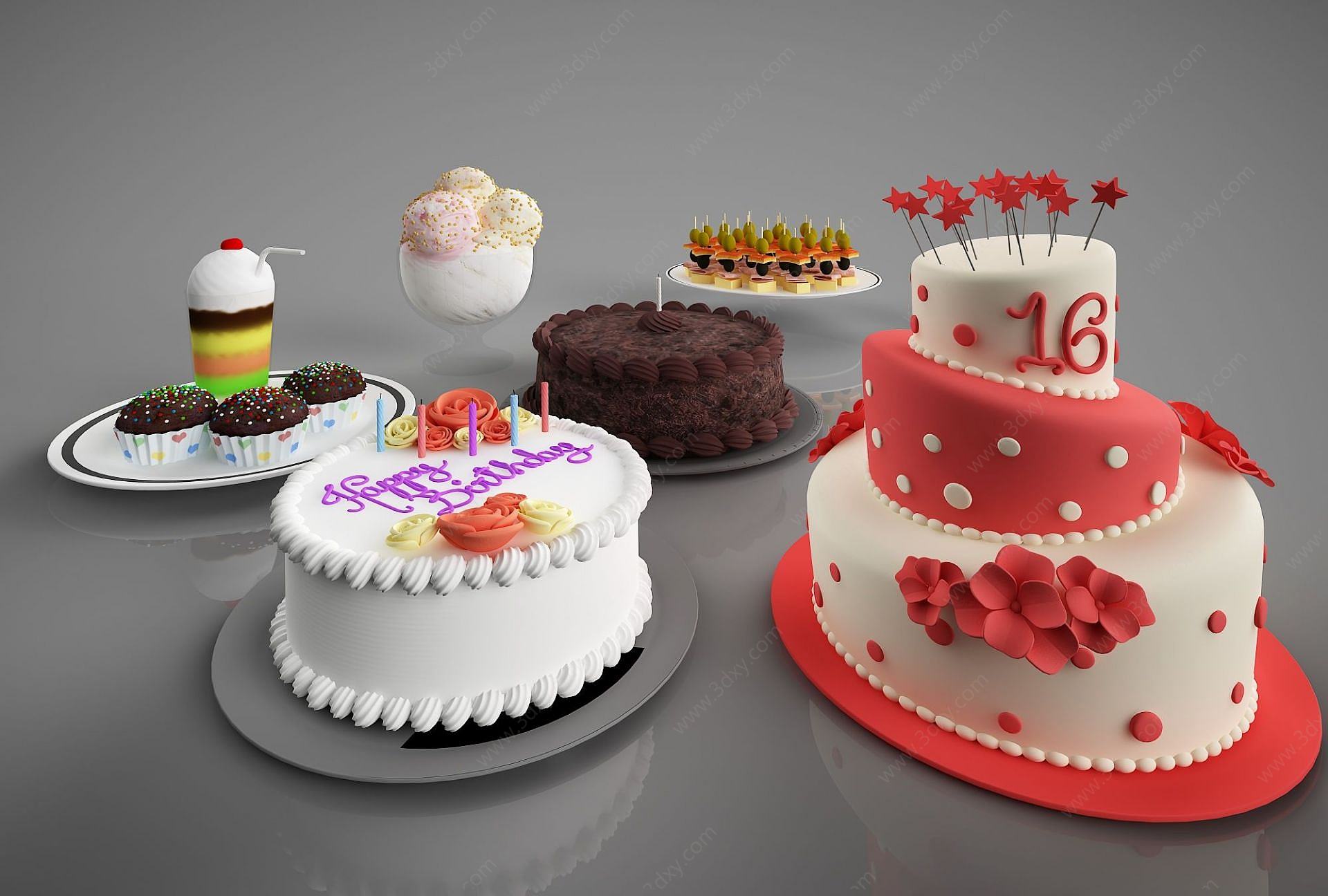 食物蛋糕3D模型