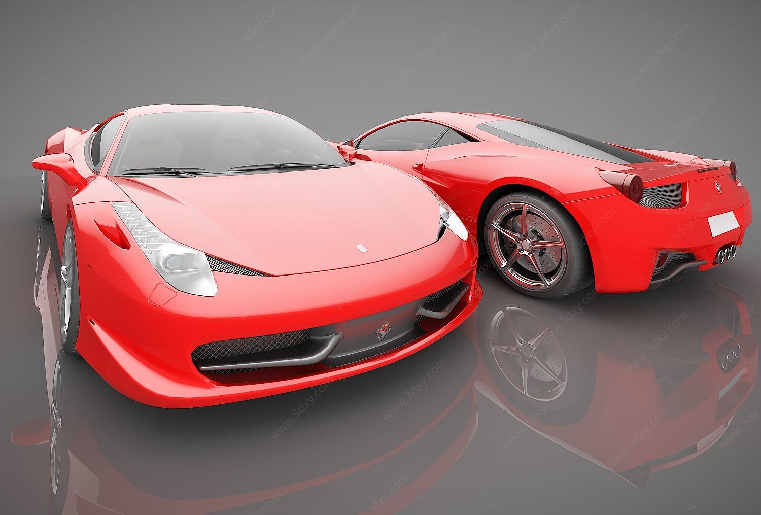现代红色跑车3D模型
