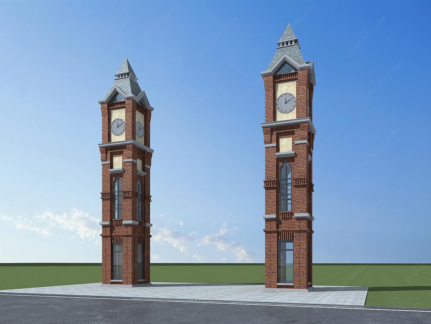 欧式钟楼3D模型
