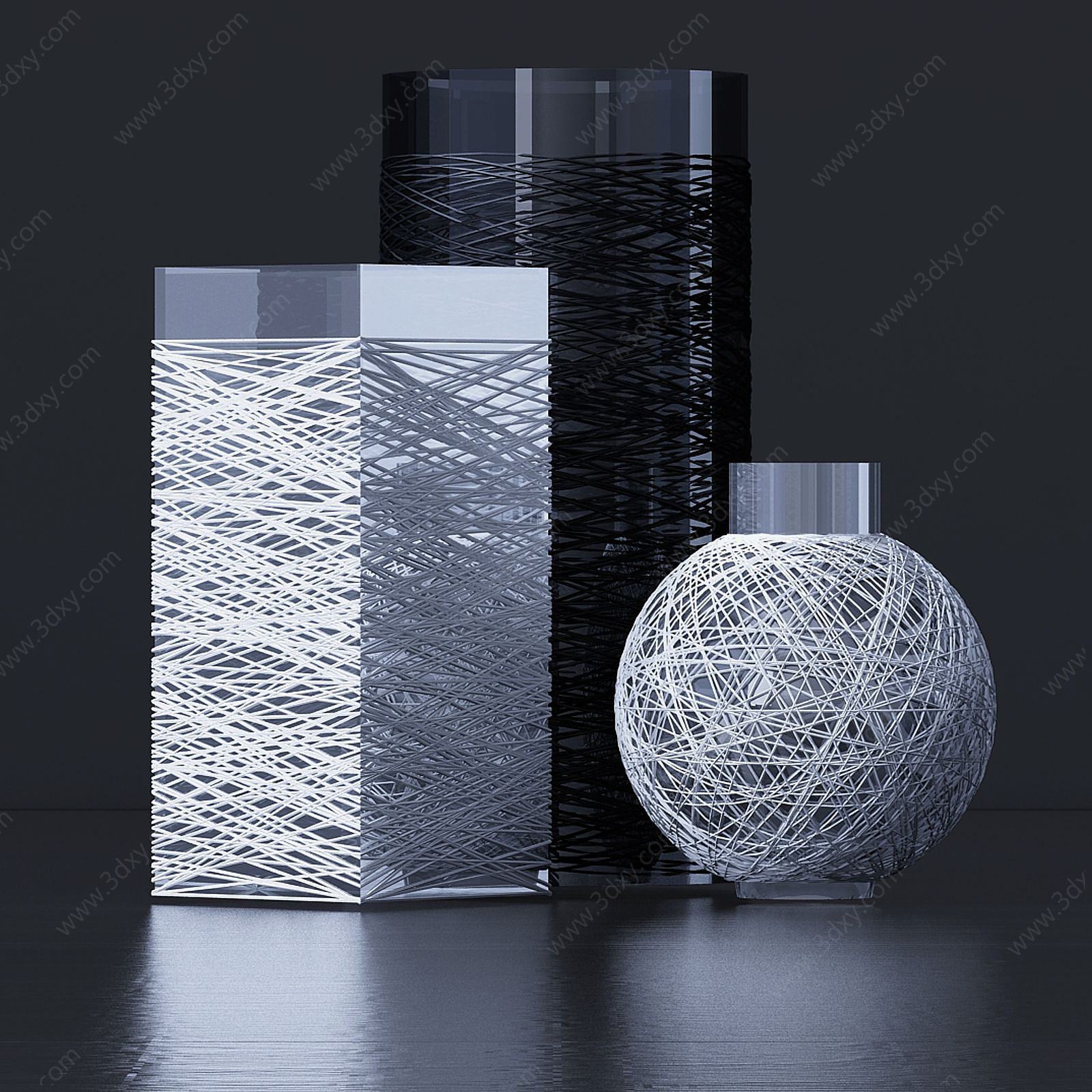 中式编织花瓶3D模型