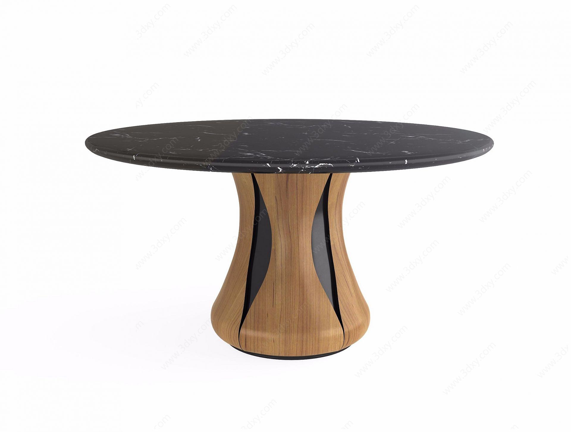 创意实木圆桌3D模型
