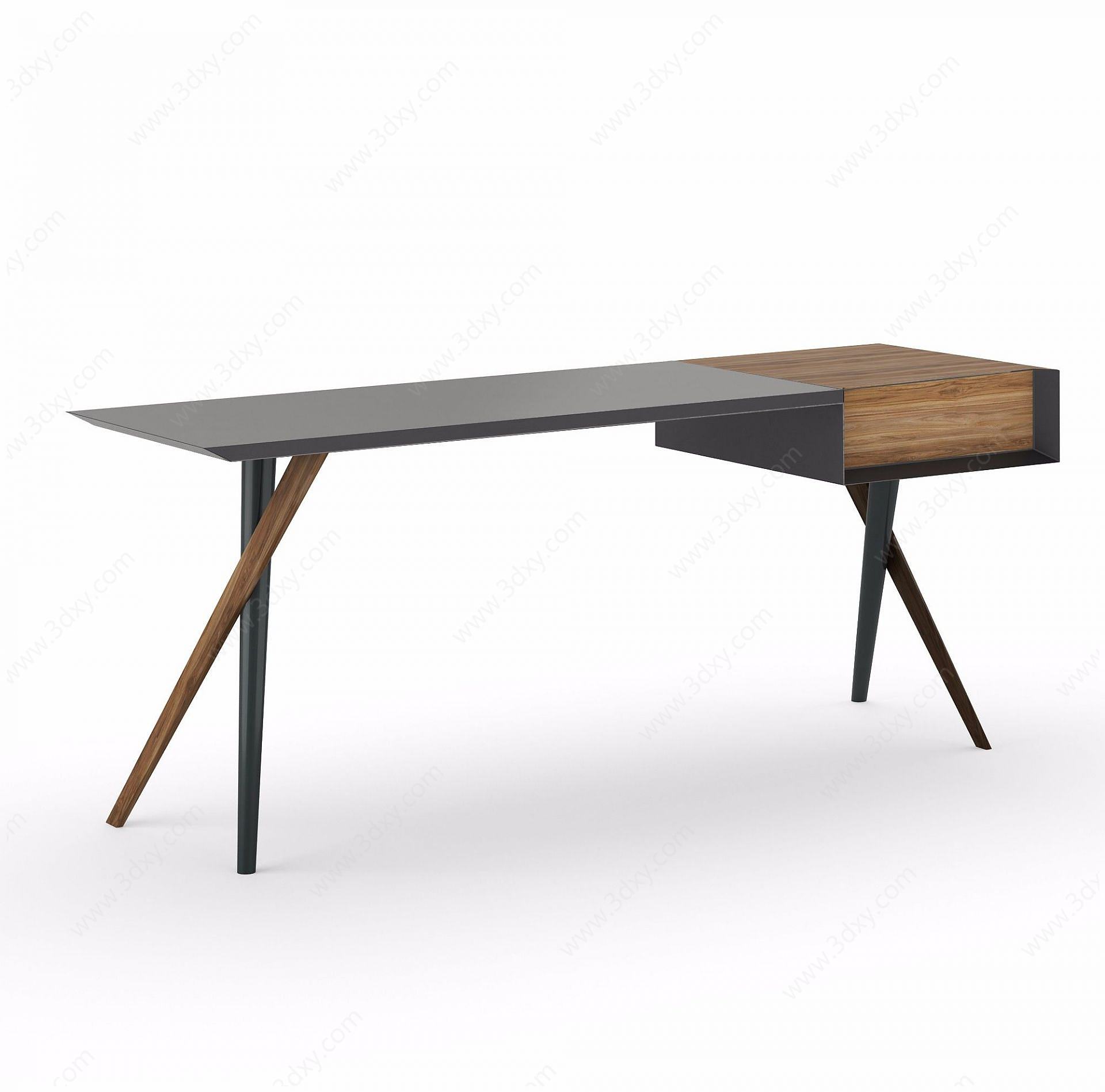 创意实木桌书桌3D模型