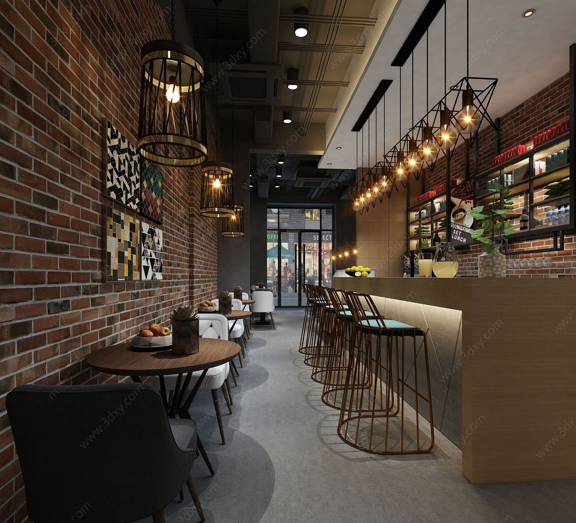 现代餐厅餐馆空间3D模型