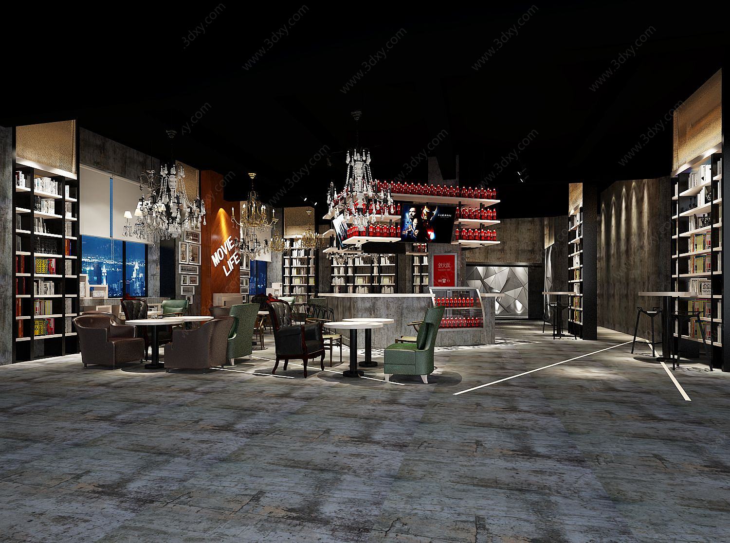工业复古风酒吧3D模型