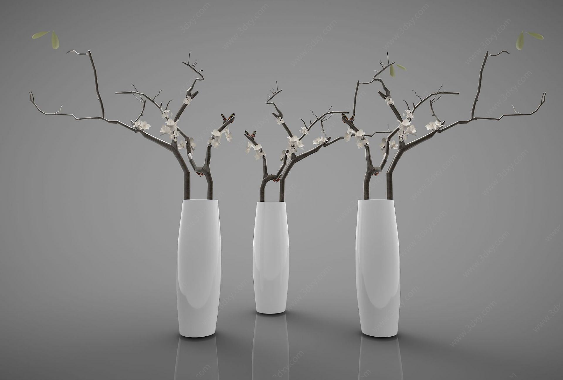 白色花瓶组合3D模型