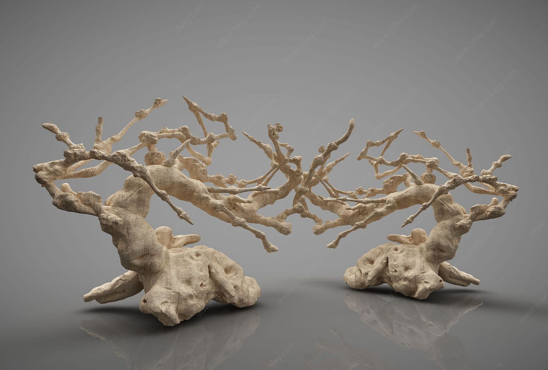 新中式树木摆件3D模型