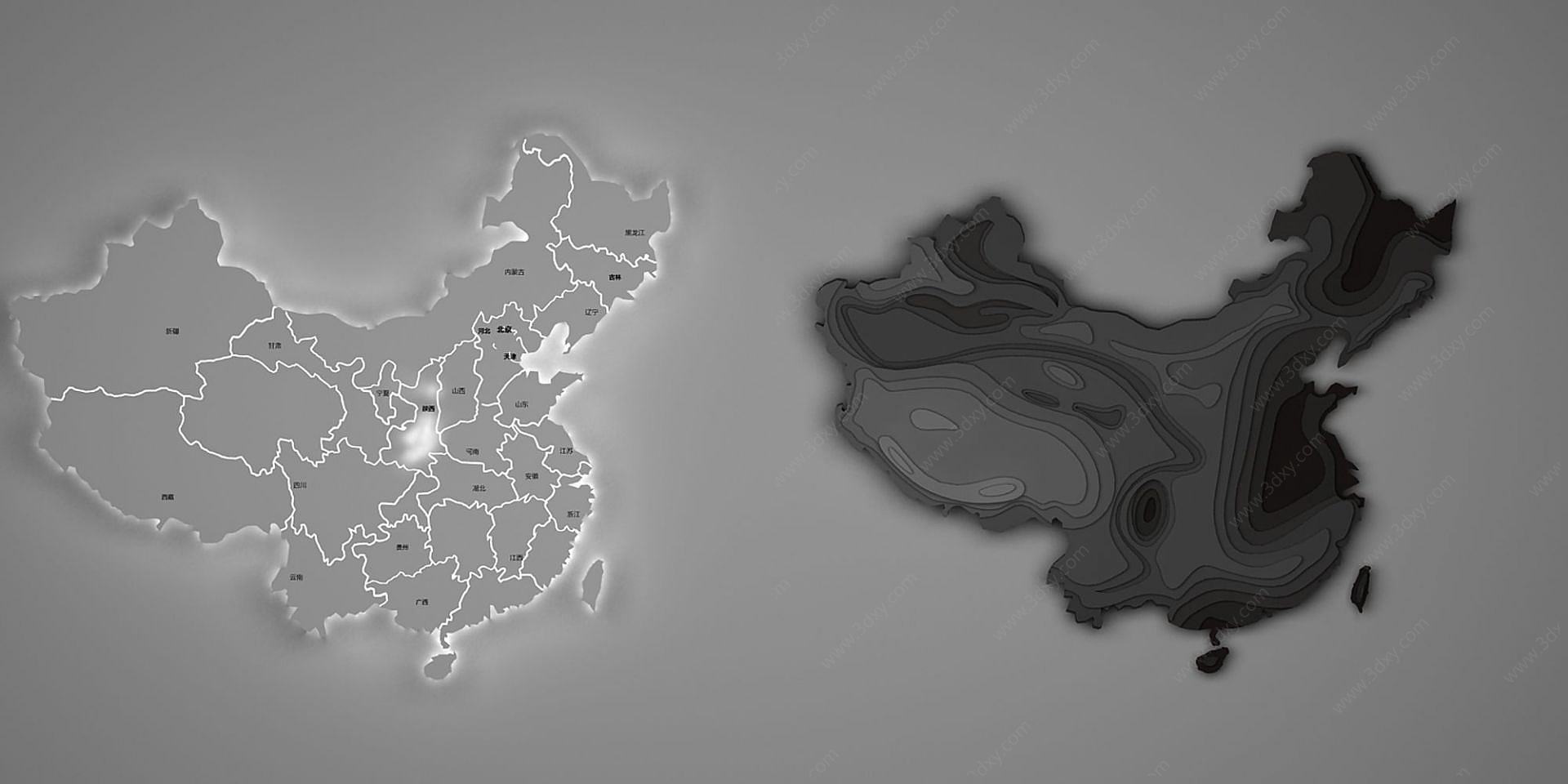 中国地图地图挂件3D模型