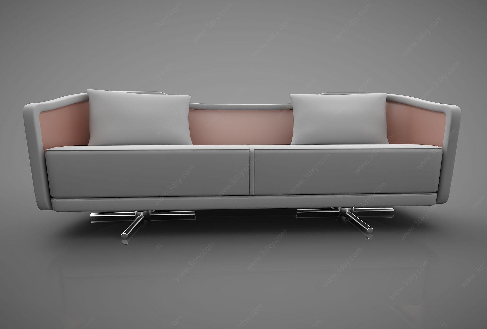 皮质双人沙发3D模型