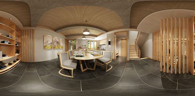 新中式风格餐厨空间3D模型