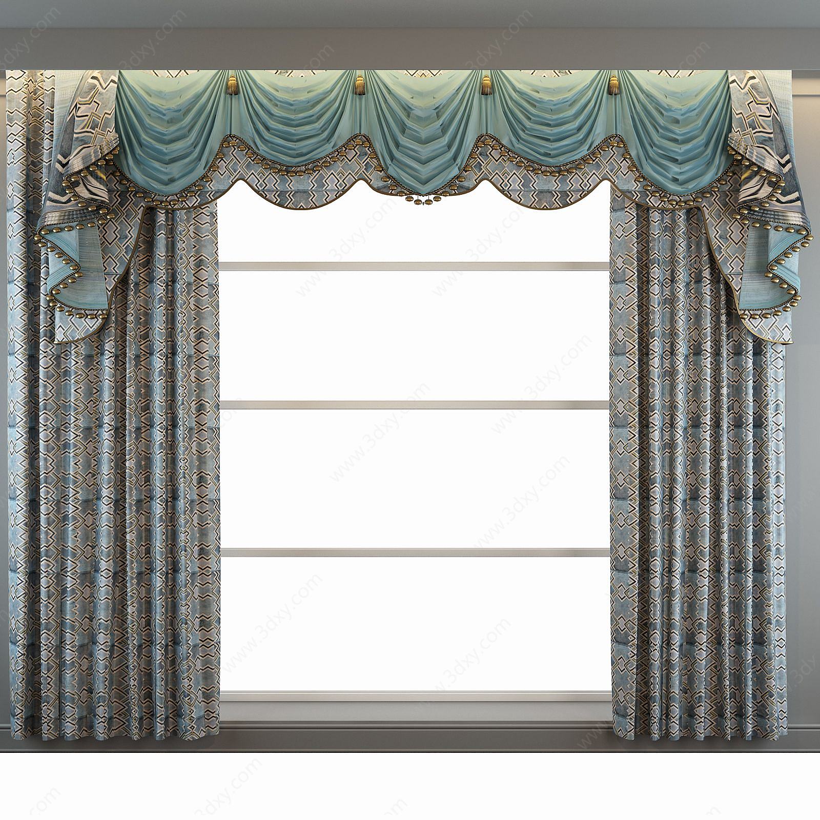 欧式窗帘窗幔3D模型