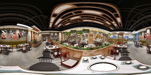 现代风格餐饮店3D模型