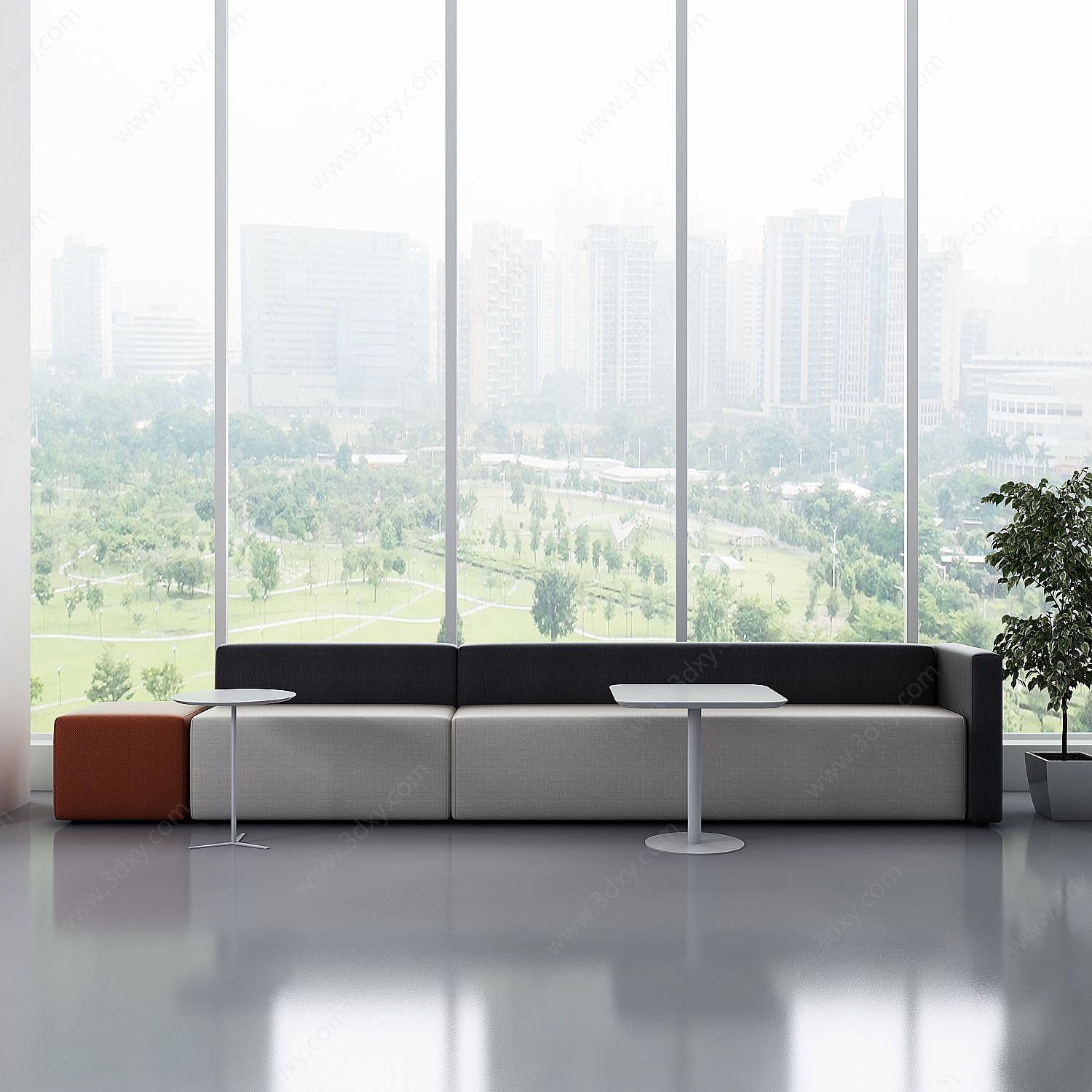 现代休闲软体沙发茶几3D模型