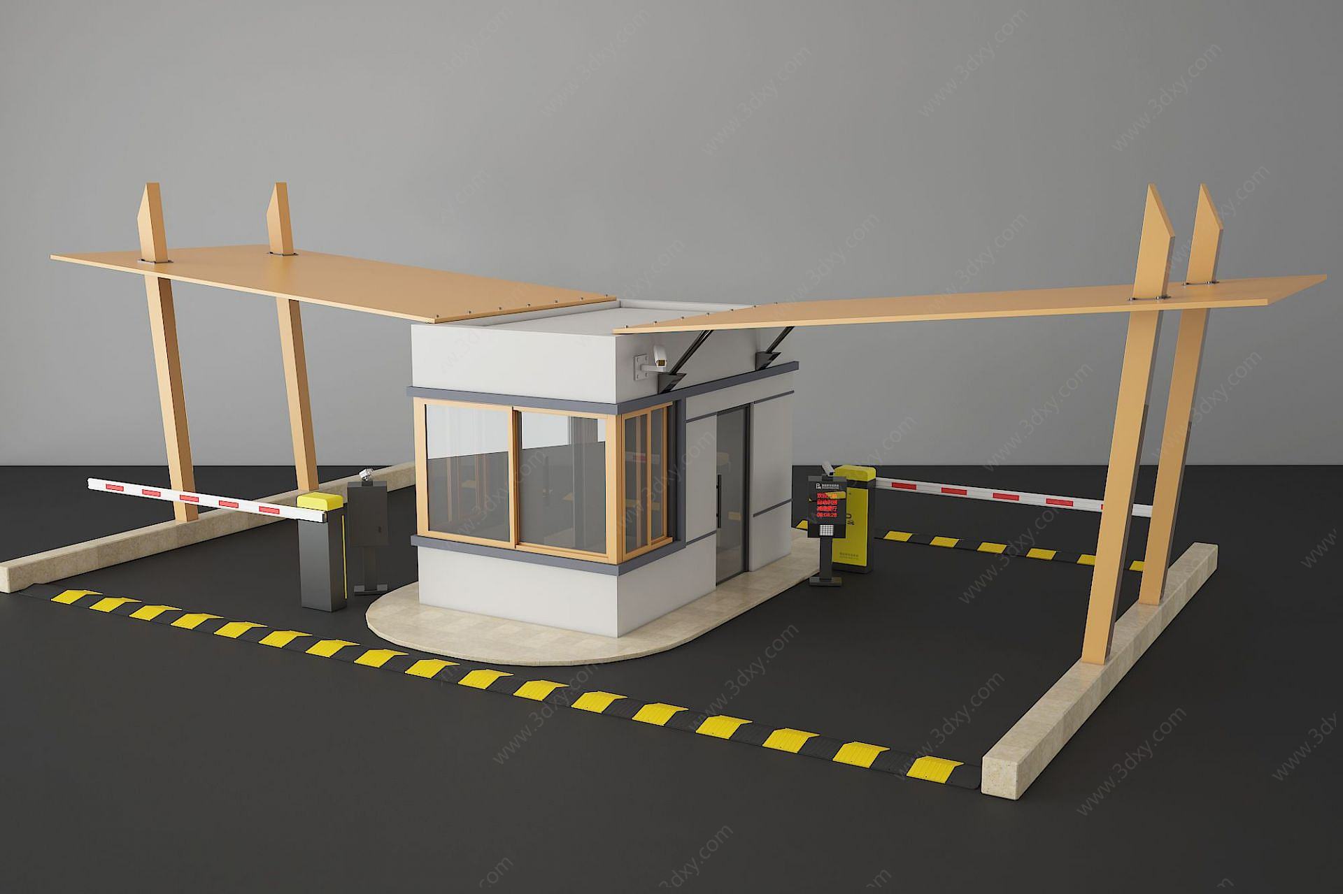 现代停车场收费亭门禁亭3D模型