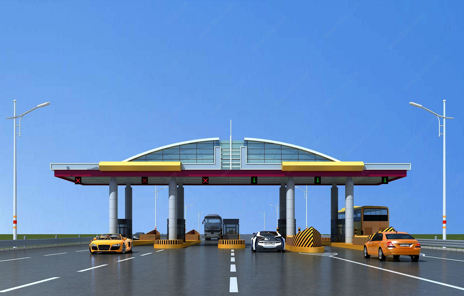 现代高速收费站3D模型