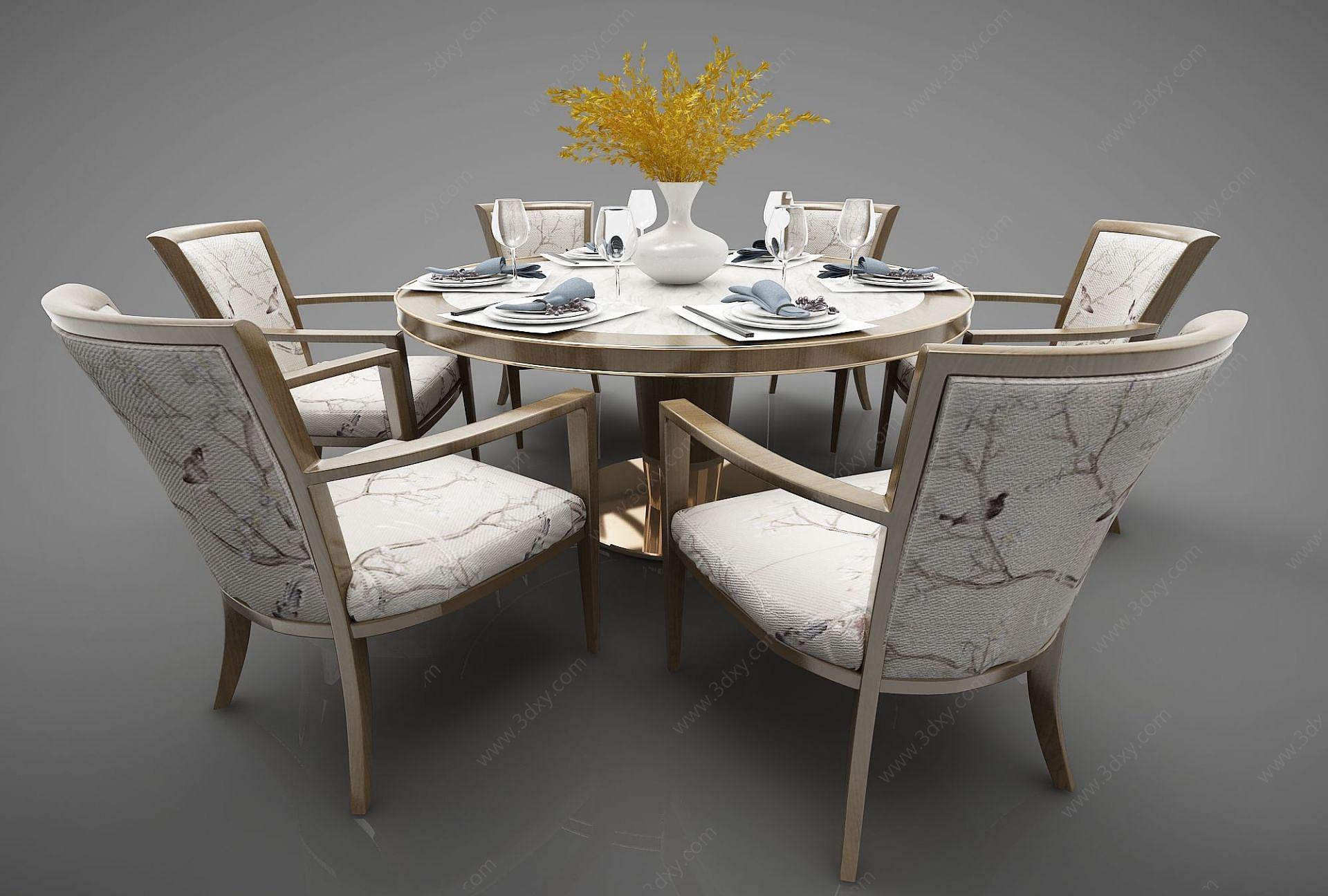 新中式风格餐桌3D模型