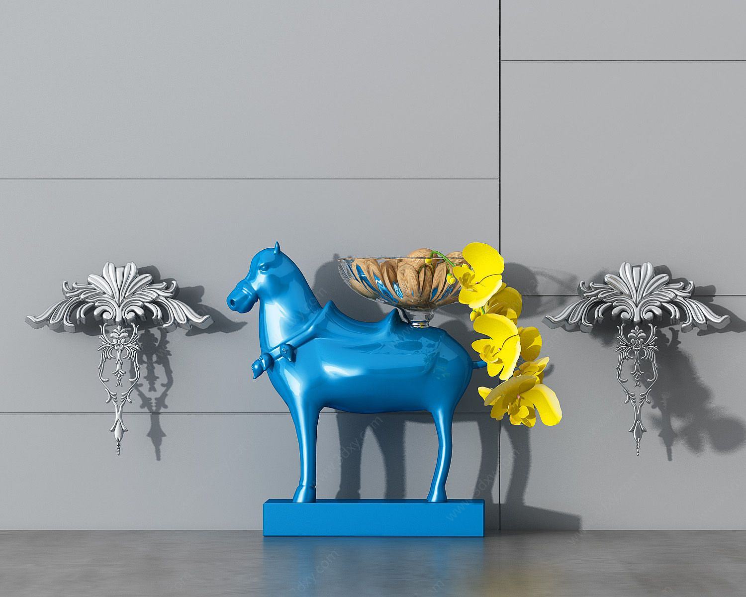 马摆件花装饰3D模型