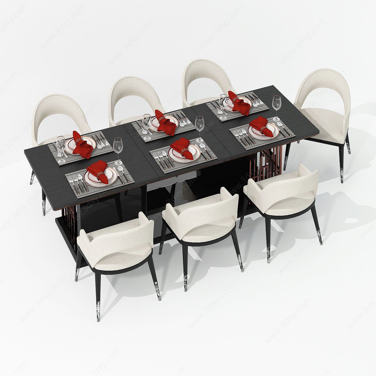 简欧休闲餐桌椅组合3D模型