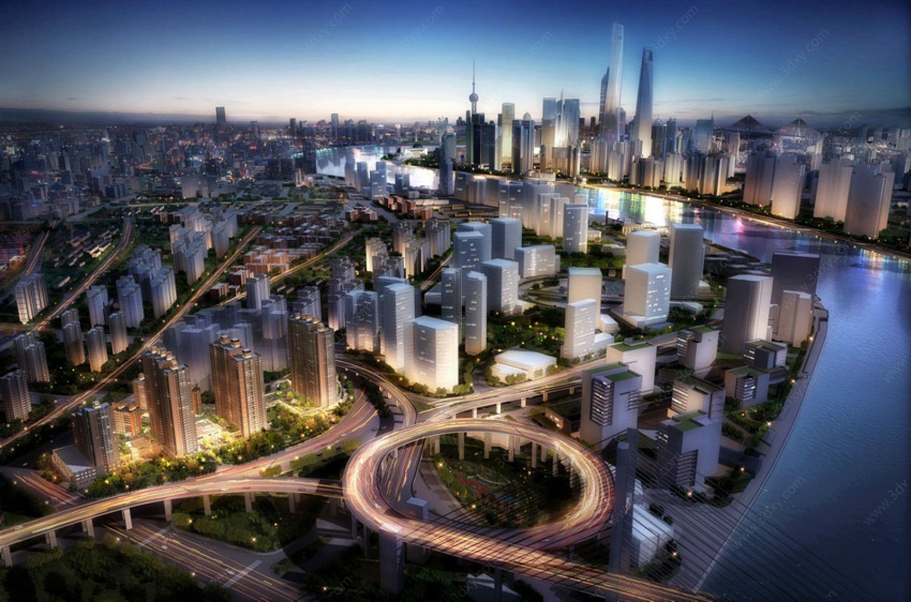上海规划鸟瞰模型3D模型