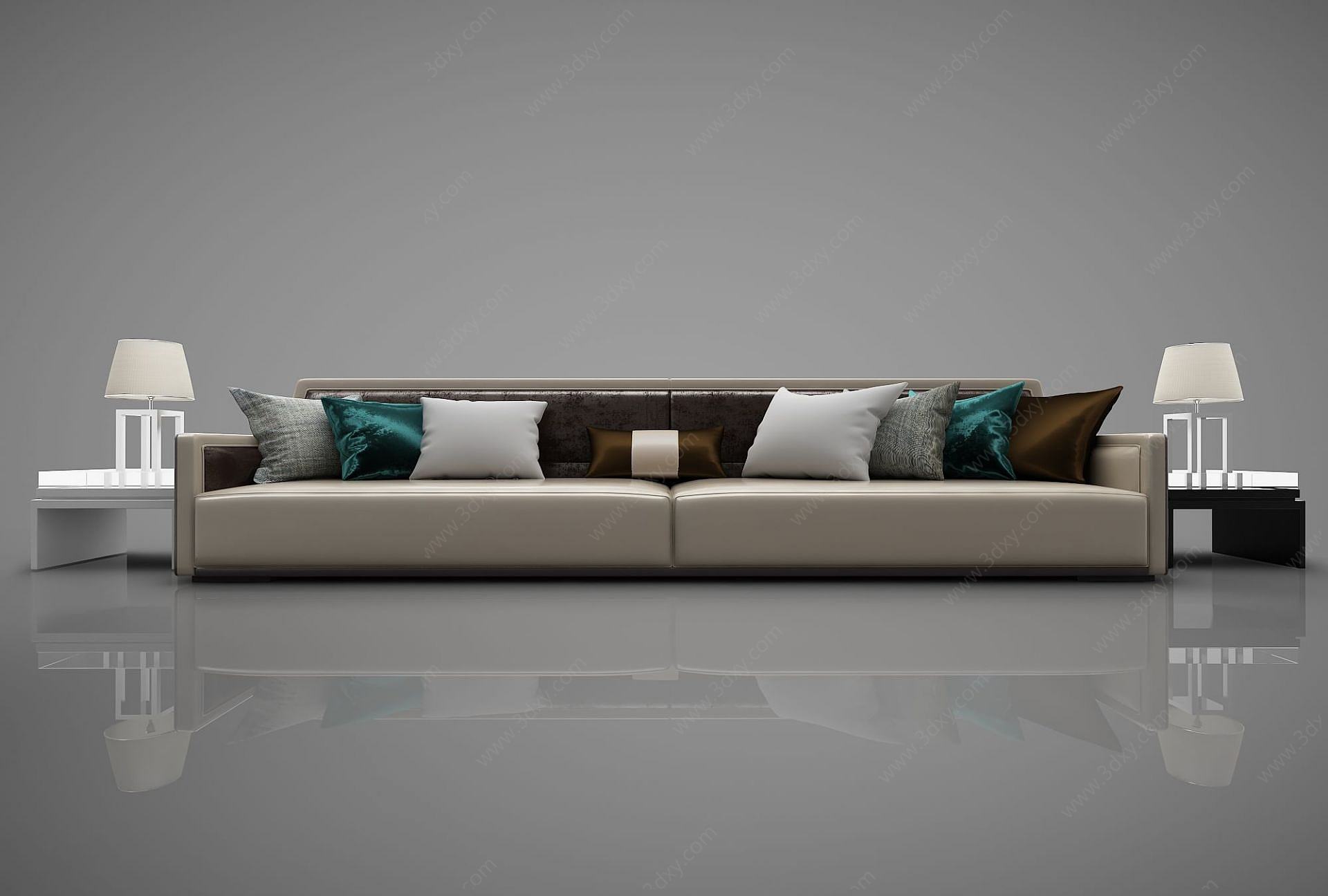 现代多人沙发组合3D模型