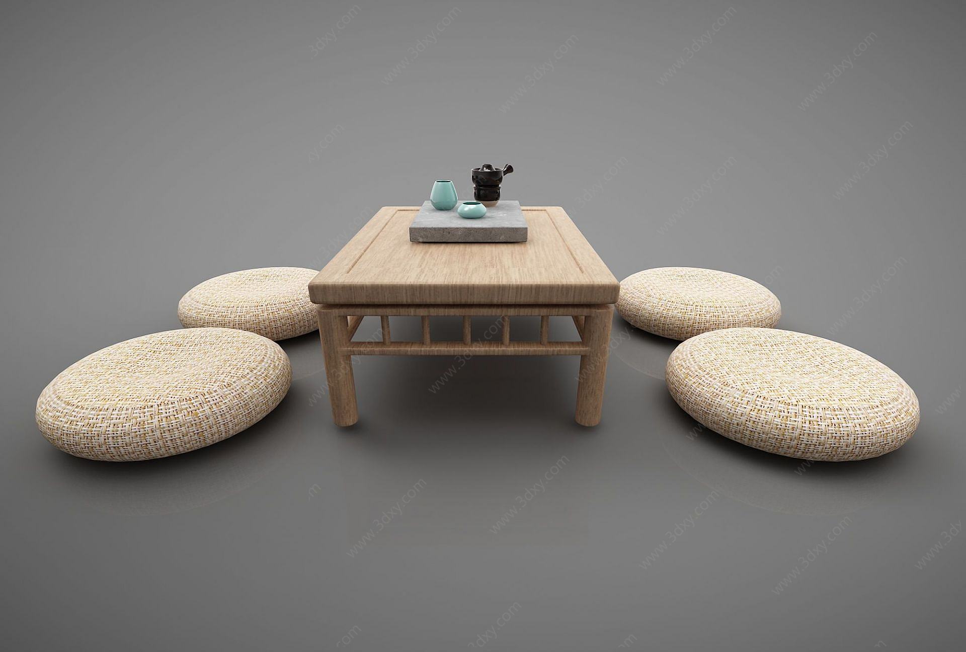 新中式茶几坐垫榻榻米3D模型