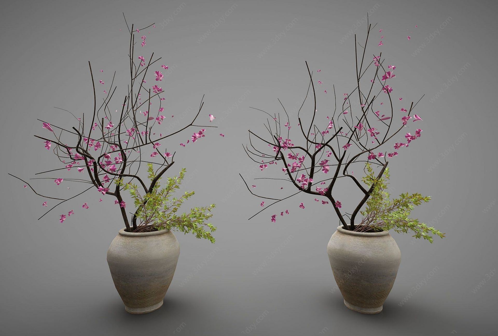 新中式花装饰摆件3D模型