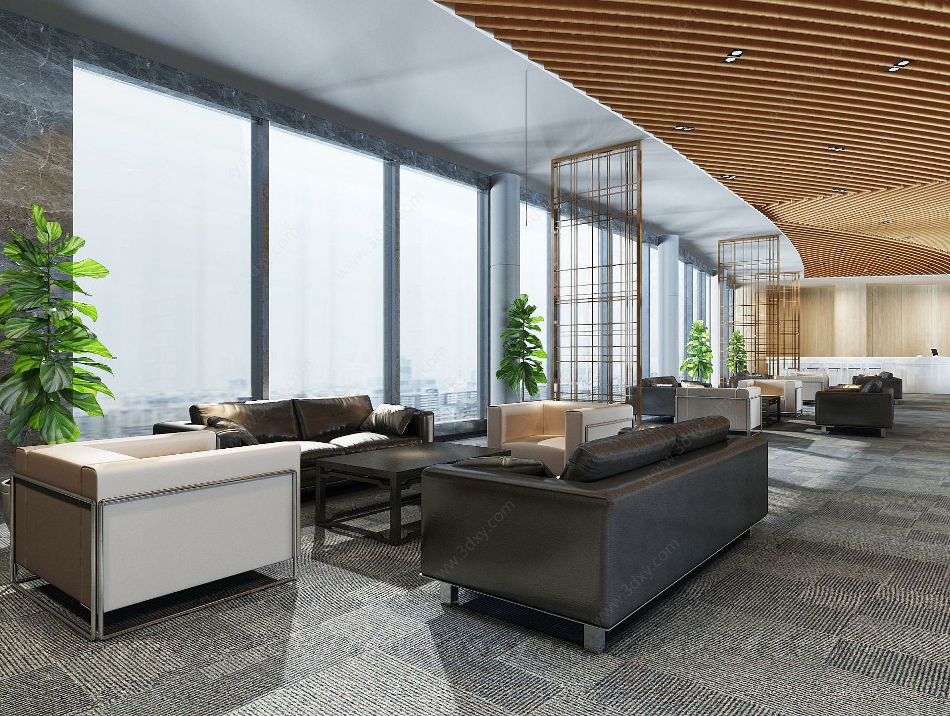 现代公司休息区会客厅3D模型