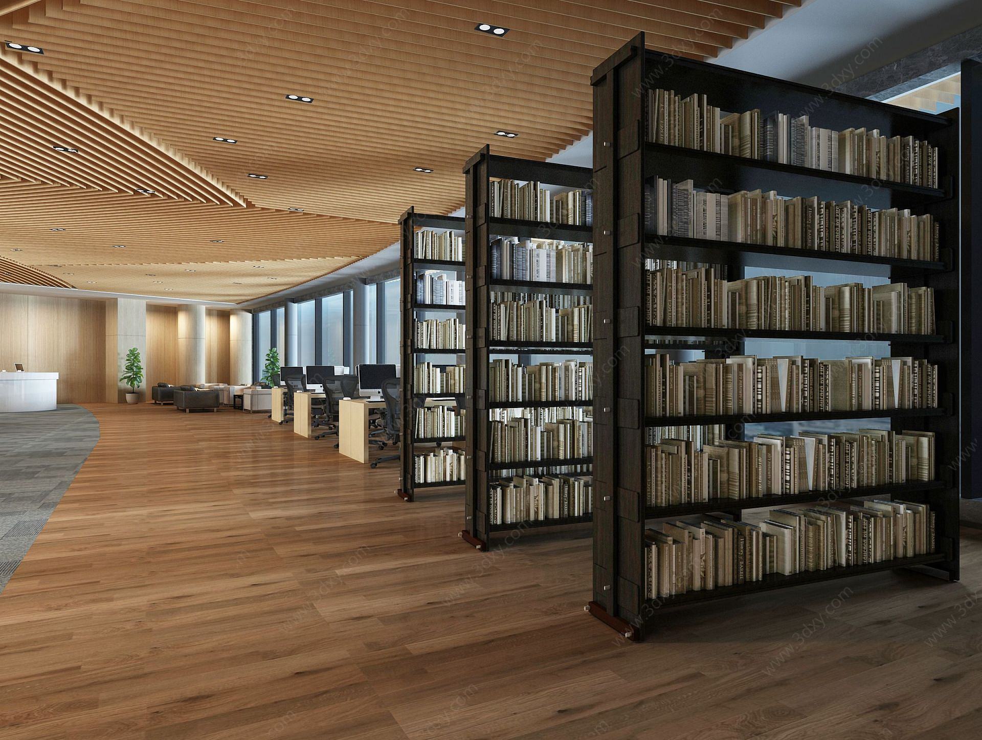 图书馆办公休息区阅读处3D模型